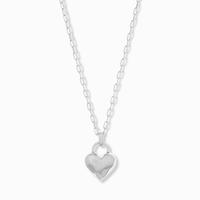 LINK CHAIN HEART PENDANT NECKLACE - SILVER