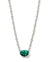 CAILIN PENDANT NECKLACE - RHODIUM/EMERALD
