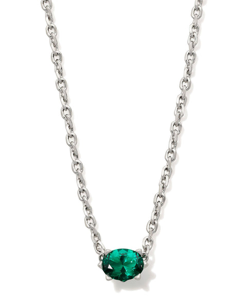 CAILIN PENDANT NECKLACE - RHODIUM/EMERALD
