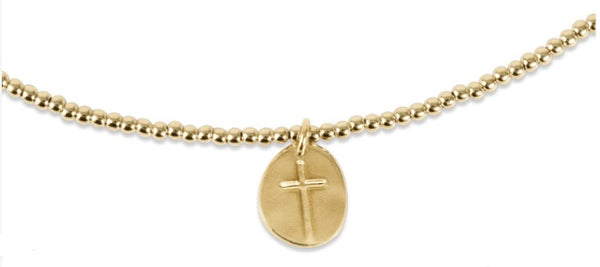 15" CHOKER CLASSIC GOLD 2MM BEAD - INSPIRE SMALL GOLD CHARM