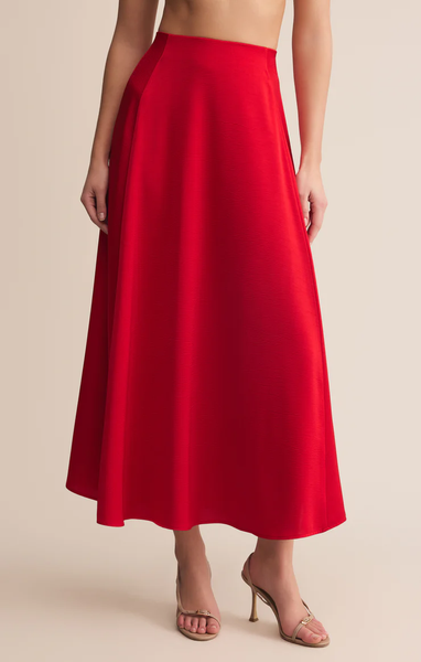 NORTHPOINTE SATIN MIDI SKIRT - RED