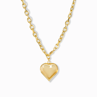 32" PUFFY HEART CABLE CHAIN NECKLACE