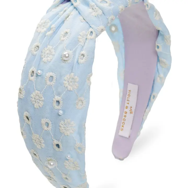 ELLIE PEARL KNOT HEADBAND BLUE