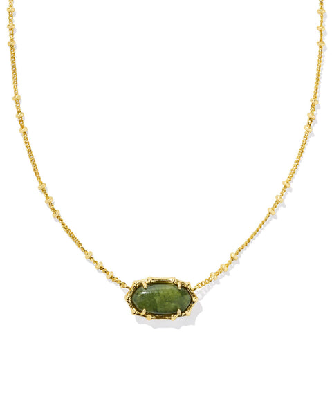 ELISA BAMBOO FRAME NECKLACE - GOLD SAGE SERPENTINE