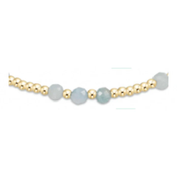 GEMSTONE GOLD JOY PATTERN 3MM BEAD BRACELET - AQUAMARINE