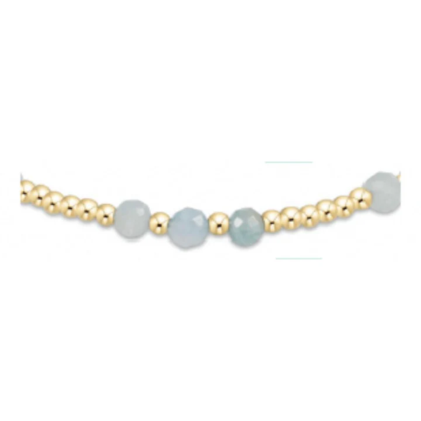 GEMSTONE GOLD JOY PATTERN 3MM BEAD BRACELET - AQUAMARINE