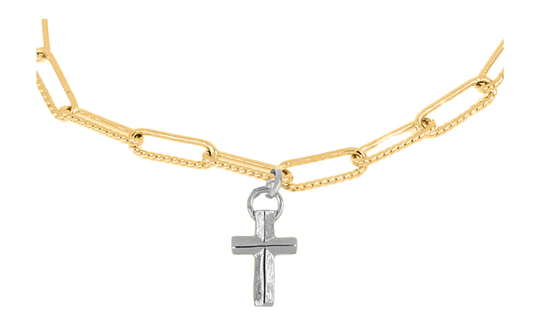 DIAMANTE CROSS CHARM NECKLACE 16"