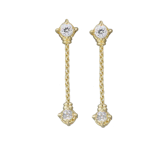 CZ CLUSTER  1"  DROP EARRING GOLD