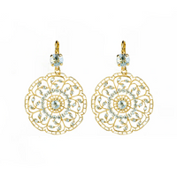 FILIGREE LEVERBACK EARRING - CRYSTAL MOONLIGHT/GOLD