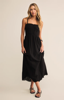 DANI EMBROIDERED MIDI DRESS - BLACK