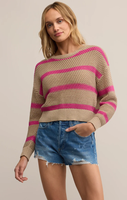 BROADBEACH STRIPED SWEATER - BISCUIT
