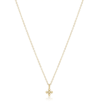16" NECKLACE GOLD - CLASSIC BEADED SIGNATURE CROSS SMALL GOLD CHARM