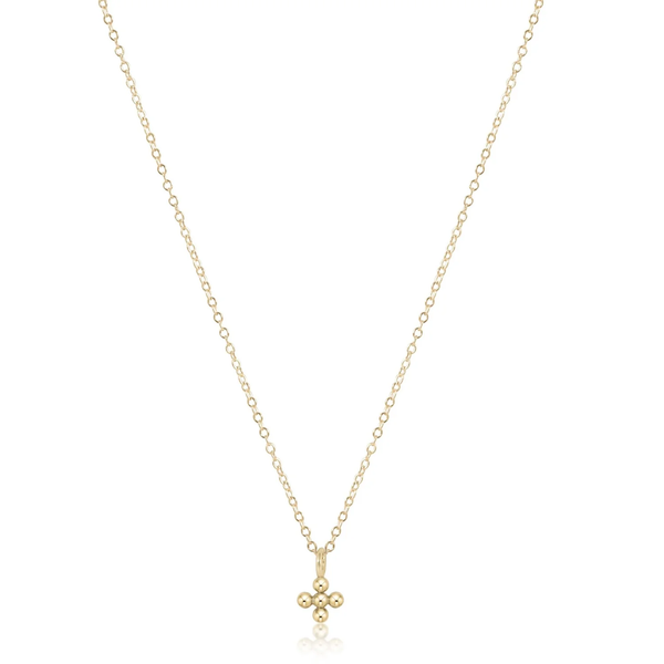 16" NECKLACE GOLD - CLASSIC BEADED SIGNATURE CROSS SMALL GOLD CHARM