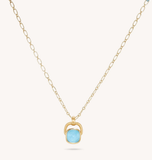 MONTEREY LONG PENDANT NECKLACE - GOLD/ IRIDESCENT TURQUOISE/ IRIDESCENT PEARL