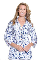 FREE TO BE BUTTON DOWN TOP - BLUE DOT