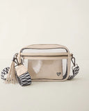 MERLIN CLEAR CROSSBODY STADIUM BAG - CREAM
