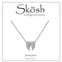 PAVE ANGEL WINGS  STERLING NECKLACE 16"