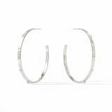 CRESCENT STONE HOOP SILVER - PEARL