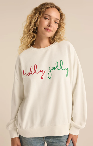 HOLLY JOLLY SUNDAY SWEATSHIRT - SEA SALT