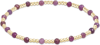 EXTENDS GEMSTONE GOLD SINCERITY PATTERN 3MM BEAD BRACELET RUBY