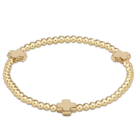 EXTENDS SIGNATURE CROSS GOLD PATTERN 3MM BEAD BRACELET - GOLD