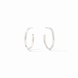 CRESCENT STONE HOOP SILVER - PEARL