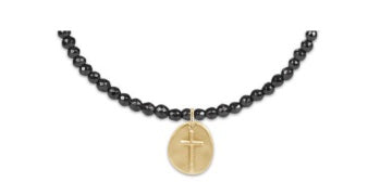 FACETED HEMATITE 2MM BEAD BRACELET - INSPIRE SMALL GOLD CHARM