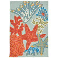 INDOOR/OUTDOOR RUG OCEAN SCENE AQUA 24X36