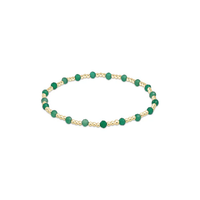 GEMSTONE GOLD SINCERITY PATTERN 3MM BEAD BRACELET - GREEN ONYX