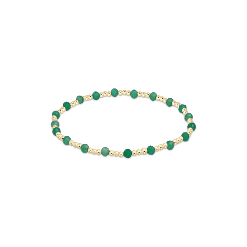 GEMSTONE GOLD SINCERITY PATTERN 3MM BEAD BRACELET - GREEN ONYX