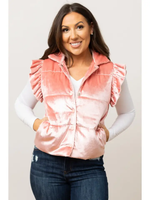 SHIMMER PUFFER VEST - PINK