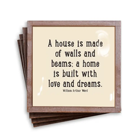 A HOUSE IS MADE COPPER & GLASS COASTER SET/4