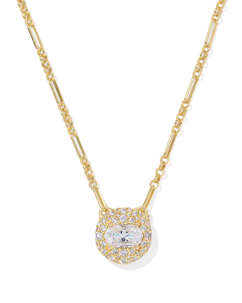 BELLA SHORT PENDANT NECKLACE - GOLD WHITE CZ