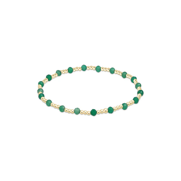 EXTENDS GEMSTONE GOLD SINCERITY PATTERN 3MM BEAD BRACELET GREENY ONYX