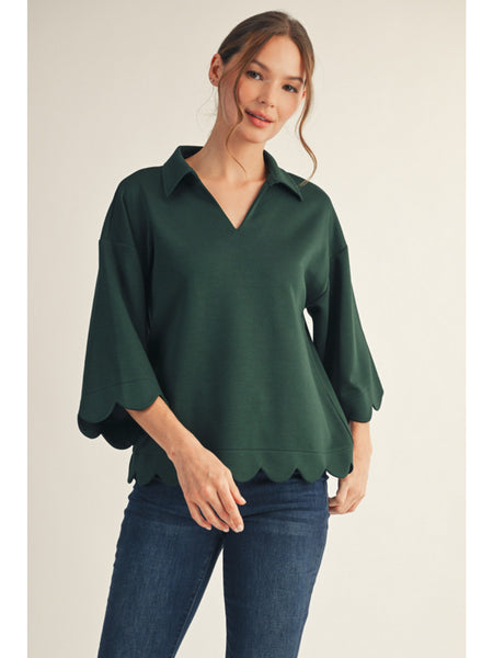 FUN FLAIR TOP - HUNTER GREEN