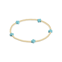 egirl SIGNATURE CROSS SMALL GOLD PATTERN 2MM BEAD BRACELET - TURQUOISE