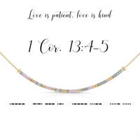 1 CORINTHIANS 13:4-5  MORSE CODE NECKLACE