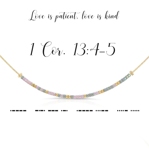 1 CORINTHIANS 13:4-5  MORSE CODE NECKLACE