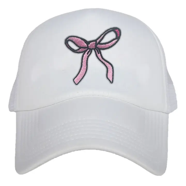 COQUETTE BOW FOAM TRUCKER HAT - WHITE