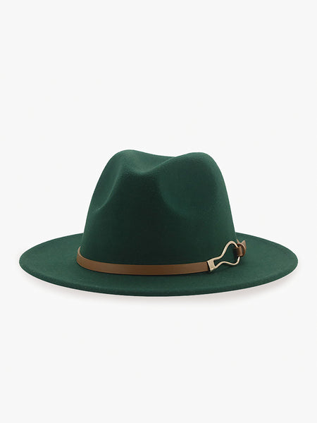 LEANNA METAL BUCKLE FEDORA - GREEN