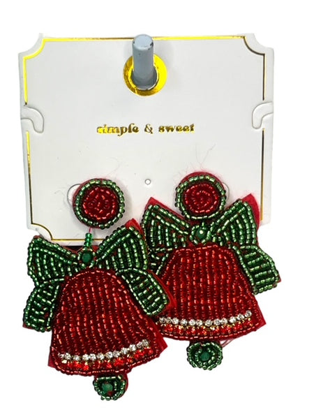 CHRISTMAS BELLS BEADED EARRING