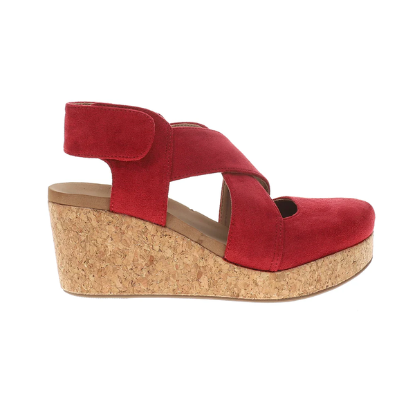 CASE CLOSED WEDGE - DARK RED SUEDE