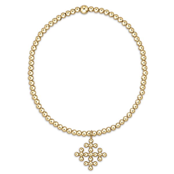 CLASSIC GOLD 2.5MM BEAD BRACELET - CLASSIC BEADED SIGNATURE CROSS ENCOMPASS GOLD CHARM