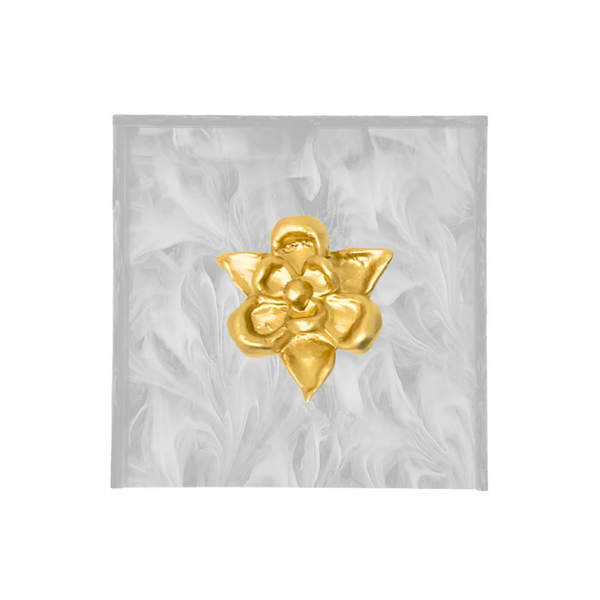 MAGNOLIA COCKTAIL NAPKIN BOX - PEARL