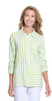 LIME STRIPES BUTTON DOWN TOP