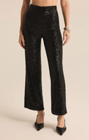 SKYLAR SEQUIN CROP PANT - BLACK