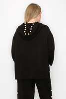 FRANCINE FRENCH SCUBA PEARL HOODIE -  BLACK