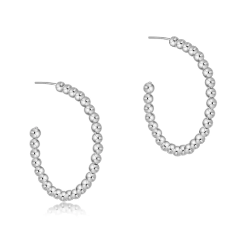 BEADED CLASSIC 1.25" POST HOOP - 4MM STERLING