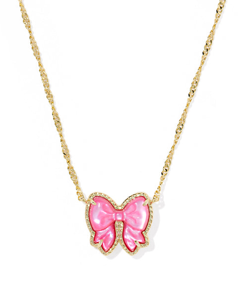 HALEY BOW PNDNT NCK - GOLD ROSE VOILET MOP