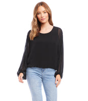 BLACK LANTERN SHEER SLEEVE TOP